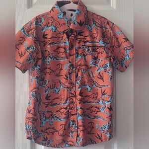 Boy's Orange Dinosaur Print Shirt